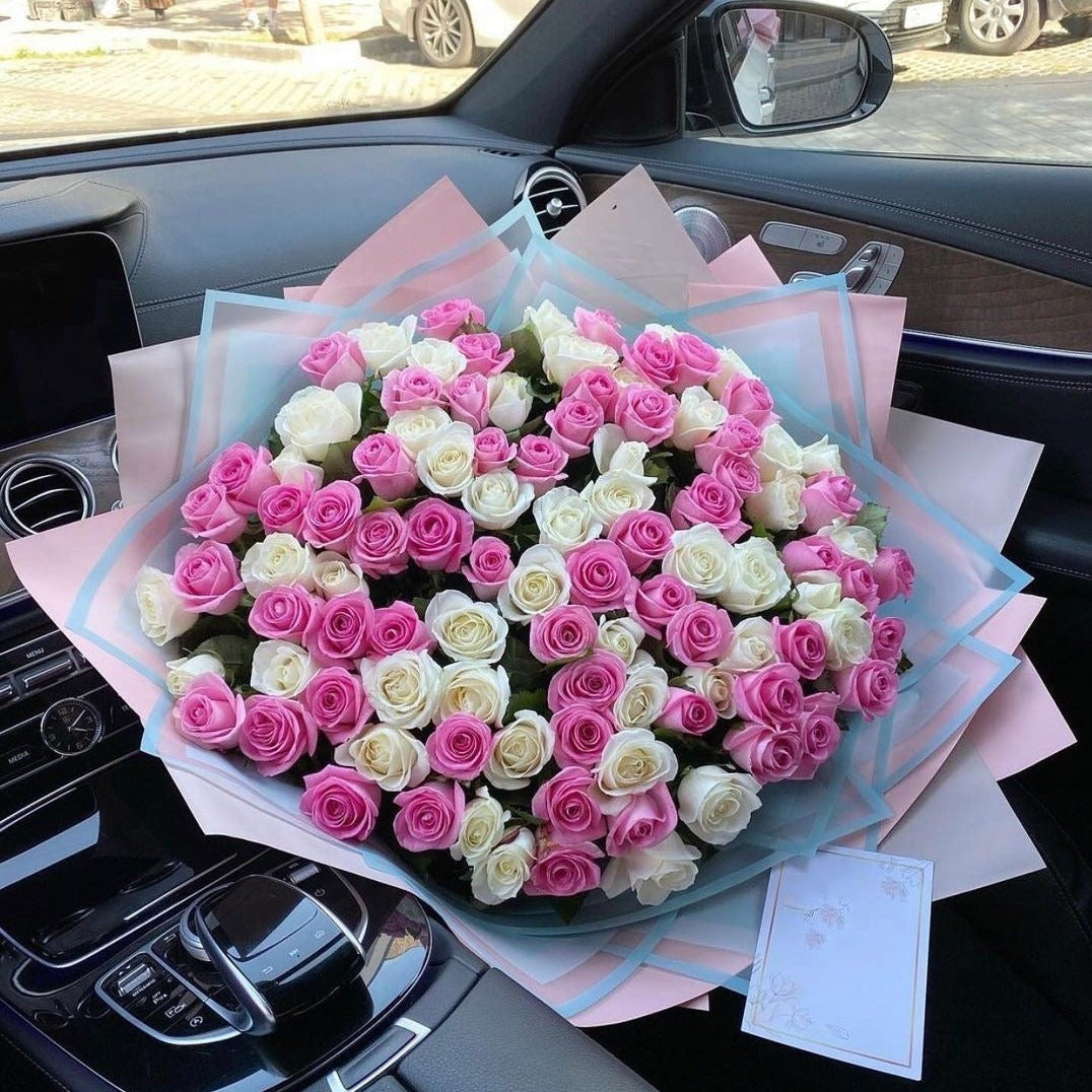 White and Pink Rose Mix Bouquet